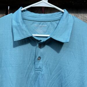 Mens Medium Mack Weldon AIRKNITx Polo Shirt Blue Short Sleeve Golf Performance